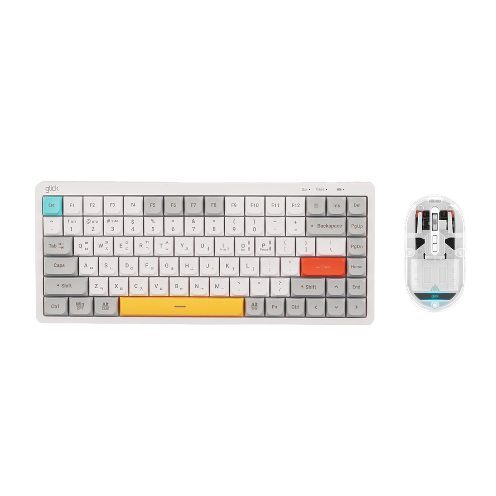 지클릭커 오피스프로 WMK840 무선 키보드 마우스 세트 84키 (화이트 블록)_이미지