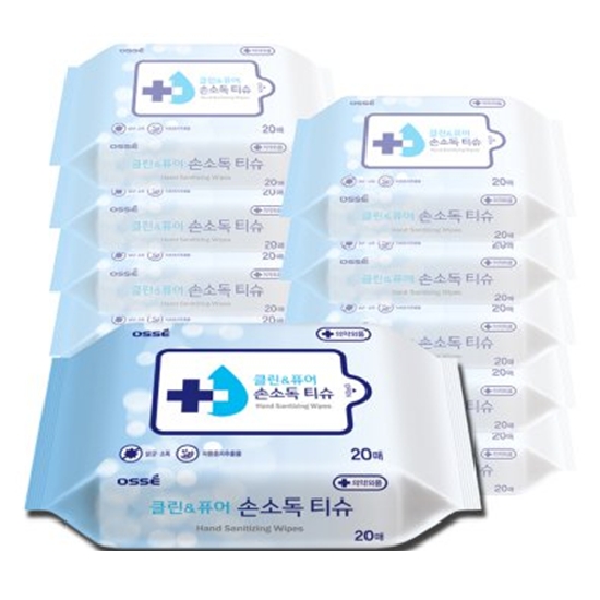 오쎄 클린앤퓨어 손소독티슈 리필형 20매 (20팩)_이미지