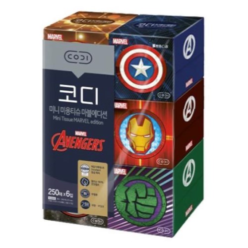 코디 미니 미용티슈 마블에디션 250매 (6입)