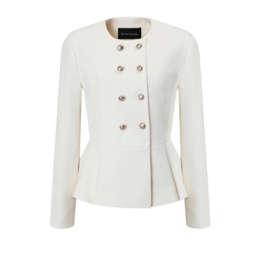 더아이잗컬렉션 라운드넥 더블 버튼 플레어 셋업 재킷 CRAA0JK301_이미지