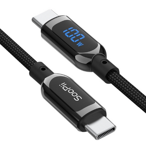 SooPii PD PPS Type C to C 100W 전력표시 케이블 S10CC (2m)_이미지