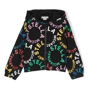 스텔라매카트니 키즈 로고 패턴 후드 집업 블랙 TT4D50 Z1333 930MC_이미지