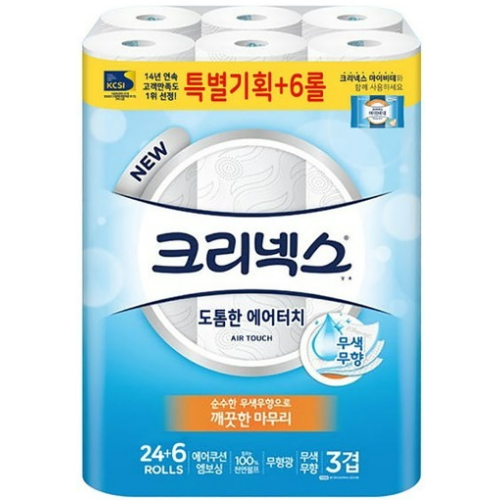 크리넥스 도톰한 에어터치 27m (30롤) (1팩)_이미지