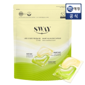 애경 스웨이 식기세척기 액체캡슐세제 그린자몽향 52개입 (1개)