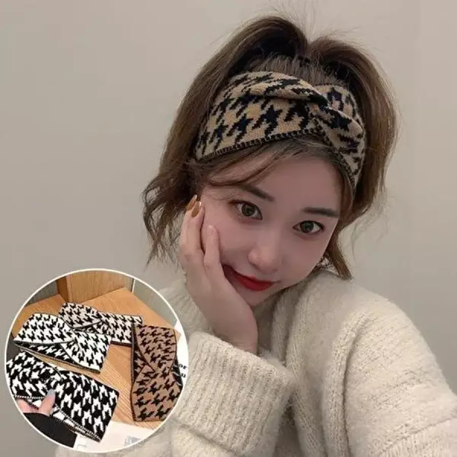 패션 여성 헤어밴드 넓은머리띠 하운드체크 세련된스타일 23507755