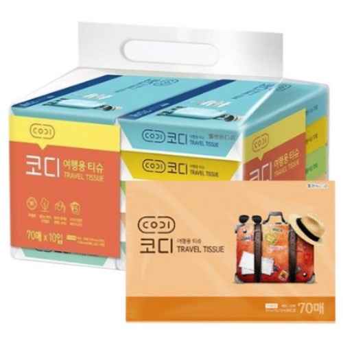 쌍용C&B 코디 여행용 티슈 70매 (20팩)