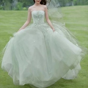 티엘 교복몰 라이트그린 큐 프 이브닝 웨딩촬영 드레스. WFGQVK9