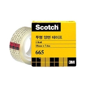 3M 스카치 665 투명 양면 테이프 리필 18mm x 7.6m (2개)