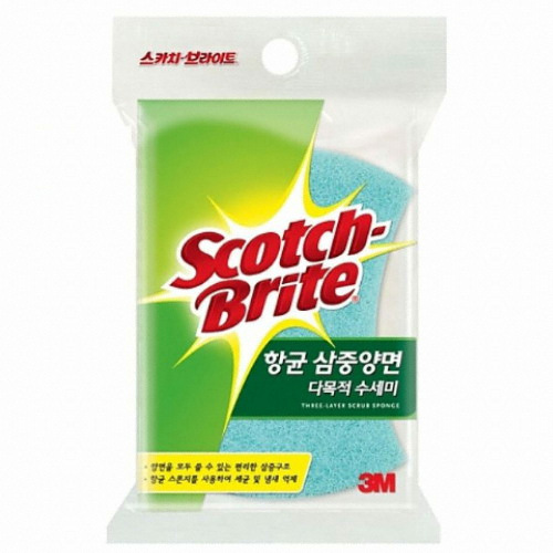 3M 스카치브라이트 항균 삼중양면 다목적 수세미 (8개)_이미지