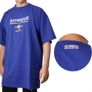 VETEMENTS UE51TR430R F BLUE 앤트워프 로고 반팔티_이미지