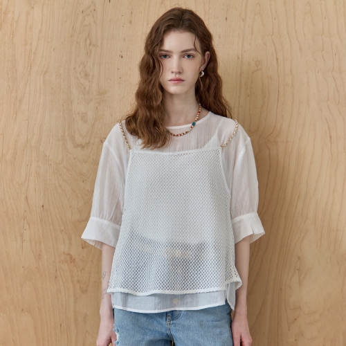 마쟈 체인 네트 뷔스티에 레이어드 쉬어 블라우스 ZE07QB035NH이미지입니다. 누르면 해당 게시물로 새창이동합니다.