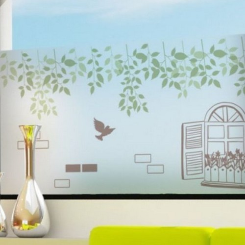 꾸밈 무점착 글라스 시트지 담쟁이넝쿨 ps185m