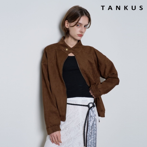탱커스 여성 하이넥 스웨이드 집업 긴팔 자켓 TX3JK005L0_이미지