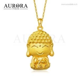 [불명] AURORA ITALIA 불교 부처님 24K컬러 3D 목걸이 BUDD-2026_이미지