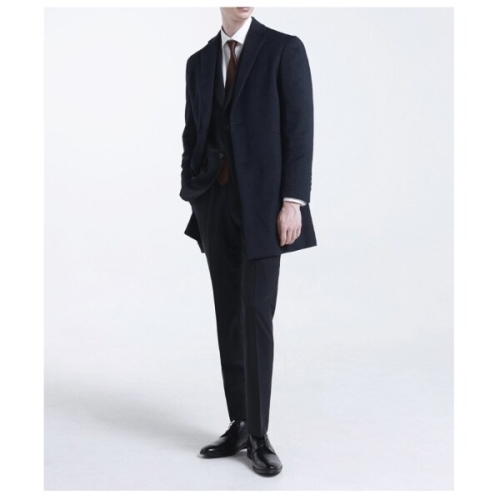 ZEN맨잇수트 블루 멜란지 울 혼방 누빔 코트 MAED33171BL2025