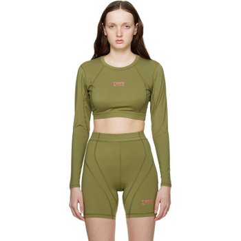 세븐 액티브 그린 크롭 티셔츠 231932F561006