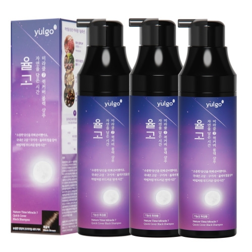 율고 자연을 담은 시간 염색샴푸 흑갈색 200ml (3개)_이미지