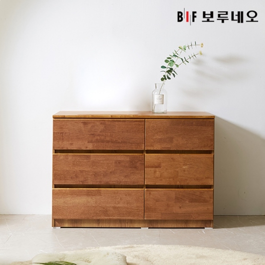 앳홈 테드 속깊은 브라우니 원목 와이드 광폭 서랍장 1000