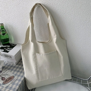  오너클랜 포켓 캔버스 에코백 아이보리 무지에코백 WC2764F