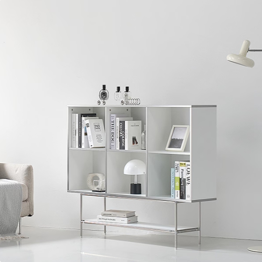 실버라이닝 2단 미드센츄리 장식책장 1200