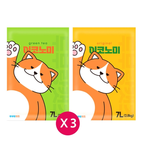 퍼피아울렛 두부랑캣츠 이코노미 녹차 2.6kg (3개)