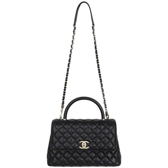 샤넬 코코핸들 미디움 캐비어 블랙 금장 A92991_이미지