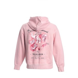 우영미 잡화 핑크 플라워 다잉 후드 티셔츠 W251TS36_762P_PIN_이미지