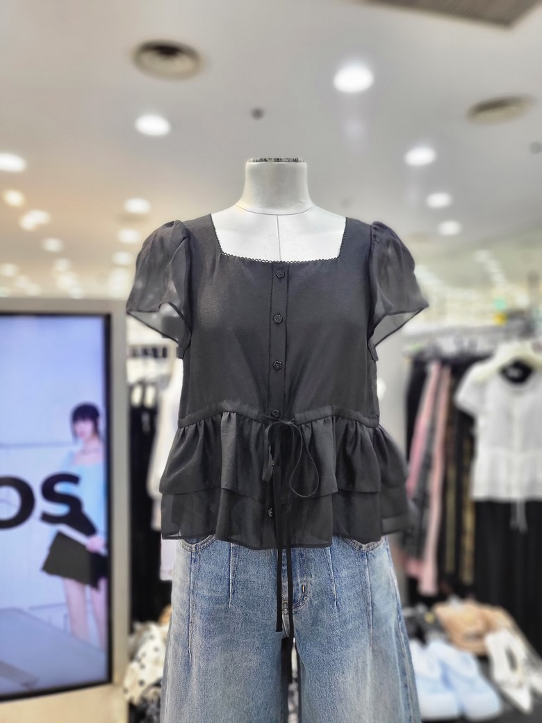 시스루 레이스 러플 블라우스 ES3JB700IU_DG_DG