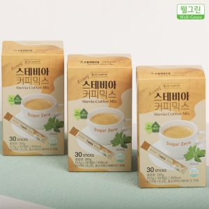 웰그린세제 웰그린 프리미엄 스테비아 커피믹스 30개입 (3개)_이미지