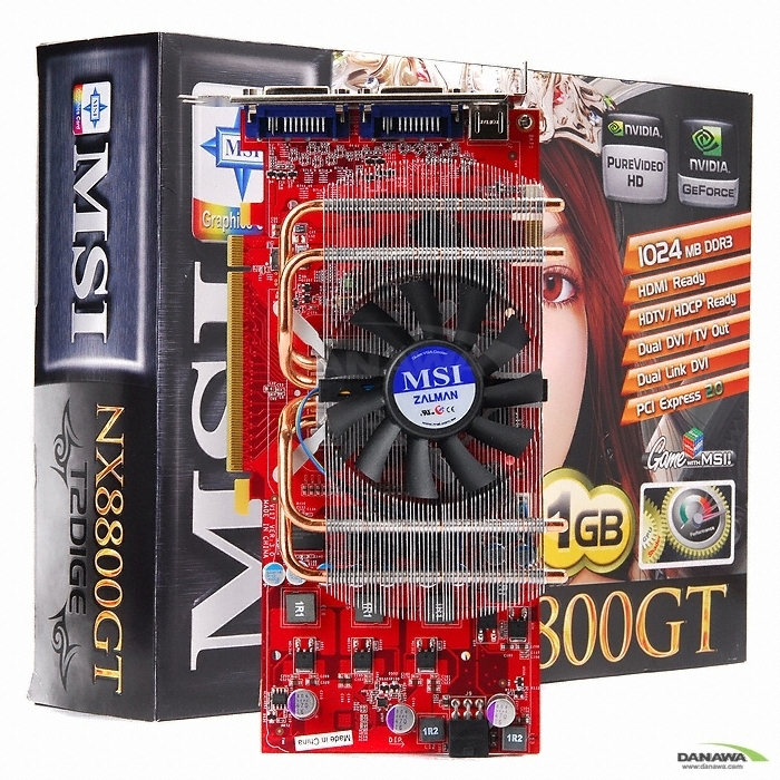 MSI ������ 8800GT NX8800GT-T2D1GE OC HDMI 1GB VF1050 �����ڽ�