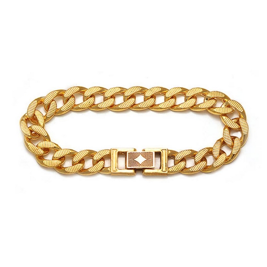 비앤비골드 볼드 컷팅 커브 할로우 체인 팔찌 37.5g_이미지