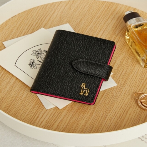 헤지스 스테디셀러 블랙 단색 소가죽 중지갑 WIHO4F001BK_이미지