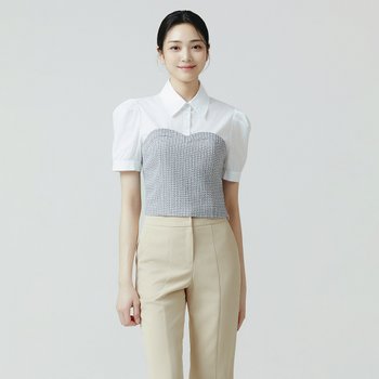 잇미샤 트위드 뷔스티에 라인 블라우스 ITO4ZBL760