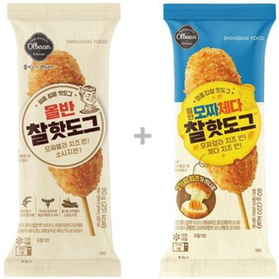 신세계푸드 올반 찰 핫도그 80g x 15개+모짜체다 찰 핫도그 80g x 15개 (1개)_이미지