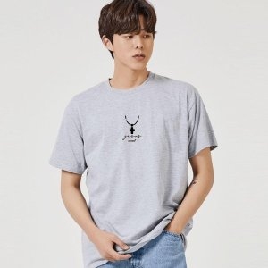 키밍 JESUS 십자가 그래픽 캐쥬얼 반팔티 W7B2C0F