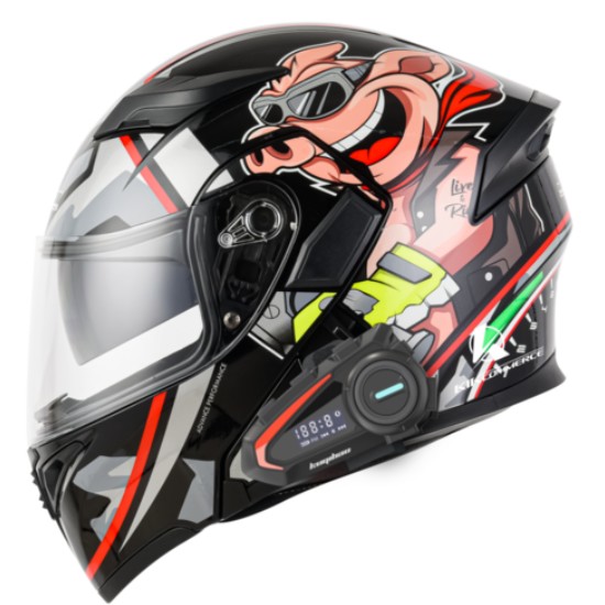 킥커머스 오픈페이스 블루투스 피그킹 오토바이 헬멧_이미지