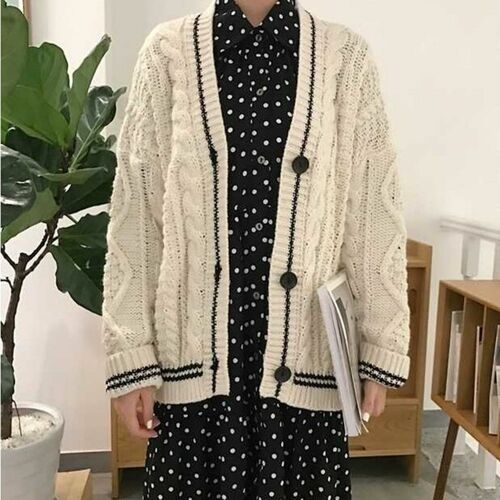 조르지오 MDO6779 F8281 봄가을 필수아이탬 줄포인트 꽈배기 니트가디건 이즈 빅사이즈가디건 루즈핏가디건 박스가디건