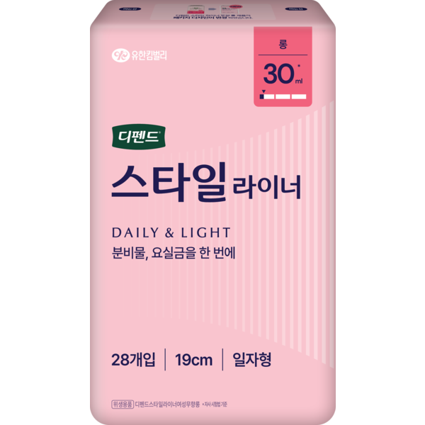 유한킴벌리 디펜드 스타일 라이너 여성용 무향 롱 28개 (6팩(168개))
