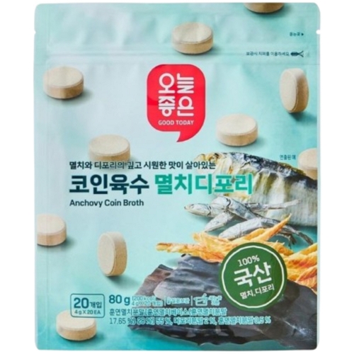 오늘좋은 코인육수 멸치디포리 80g (4g x 20입) (4개)_이미지