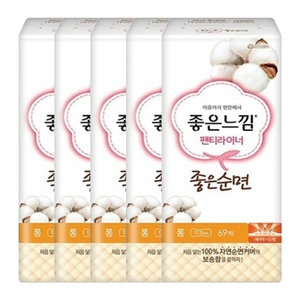 좋은느낌 좋은순면 팬티라이너 롱 69개 (5팩(345개))_이미지