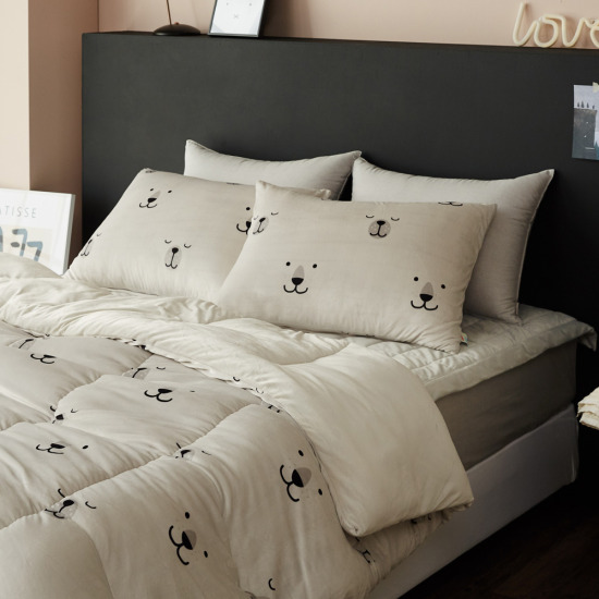 누비지오 어썸베어 스판 극세사 차렵 베개커버세트 (퀸 Q)