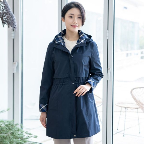 모슬린 엄마옷 체크 후드 사파리 점퍼 MQG126134 마담 미시 중년여성 빅사이즈 할머니옷 50대 60대 70대_이미지