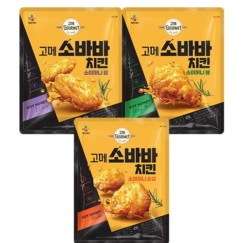 CJ제일제당 고메 소바바치킨 소이허니 순살 375g+소이허니 윙 300g+소이허니 봉 300g (1개)