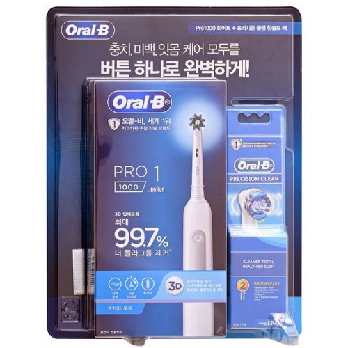 브라운 오랄비 PRO1000 (화이트,리필모2개)