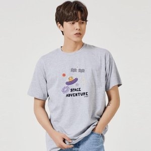 키밍 우주 외계인 행성 별 그래픽 캐쥬얼 반팔티 W7F2D4E_이미지
