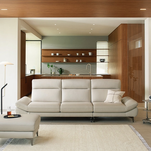 다우닝 피아 전체 천연가죽 소파 4인용 (스툴별도)_이미지