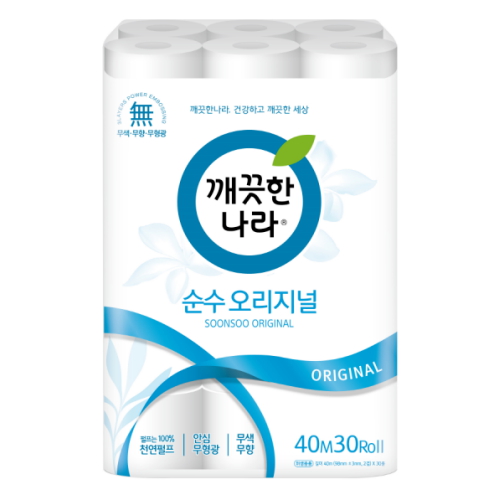 깨끗한나라 순수 오리지널 40m (30롤) (1팩)_이미지