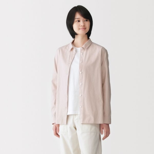  MUJI 여성 워싱 브로드 레귤러 칼라 긴소매 셔츠 BC2O4A6S