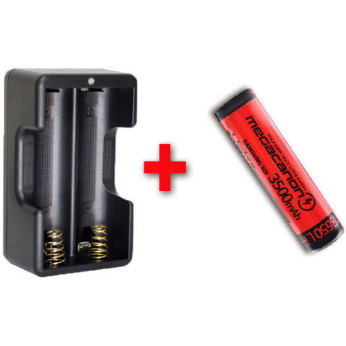 메가캐논 리튬이온 18650 3500mAh + 깜냥 2구 충전기_이미지