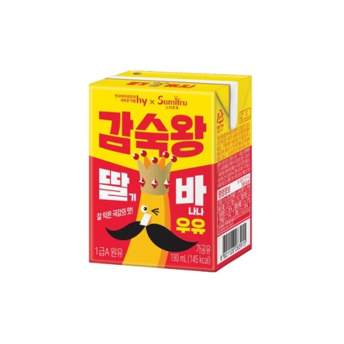 에치와이(HY) 감숙왕 딸기 바나나 우유 190ml (6개)_이미지